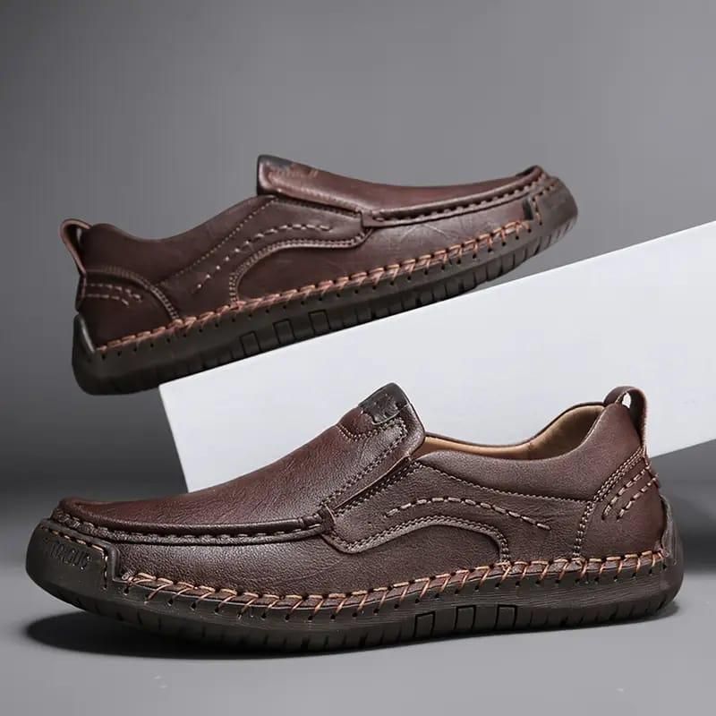 Men's Stitching Breathable Anti-skid Slip On Shoes Brown