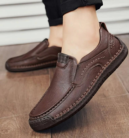 Men's Stitching Breathable Anti-skid Slip On Shoes Brown