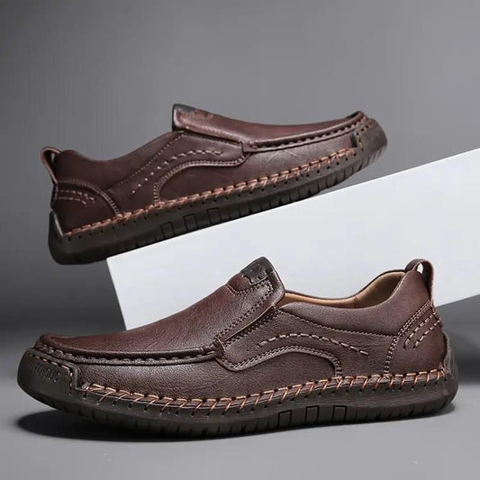 Men's Stitching Breathable Anti-skid Slip On Shoes Brown